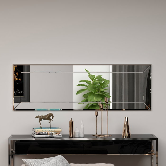 Hanah Home Espejo Vestidor Blanco 40x120 cm de MDF, Espejo de Tocador para Dormitorio o Salón con Fijación a Pared
